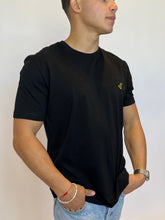 Load image into Gallery viewer, Men’s Black T-Shirt Crew Neck - Black &amp; Gold Logo